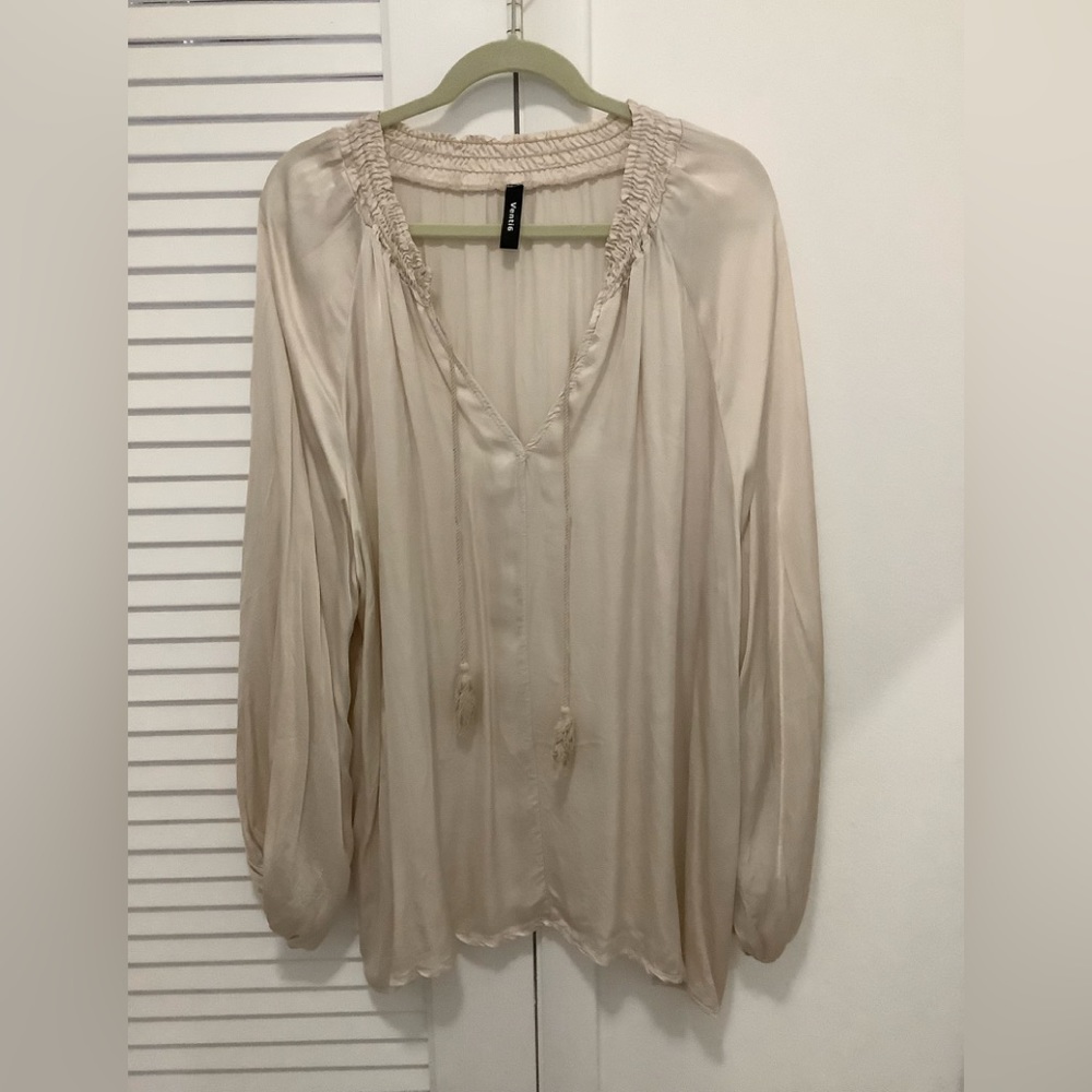 Cream charmeuse flowy tunic